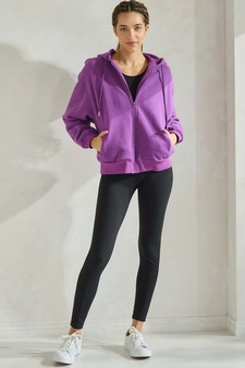 Women's Cozy Fleece Front Zip Hoodie style 5