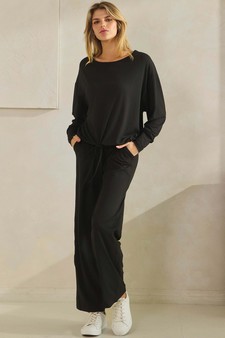 ETA 08/25/25 -  Women's Peach Skin Tie hem Top and Bottom Set