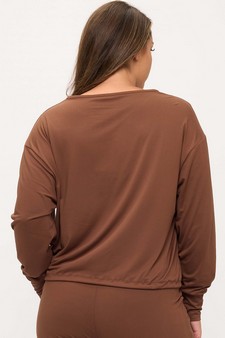 ETA 08/29/25 -  Women's Peach Skin Long Sleeve Tie Hem Top style 2