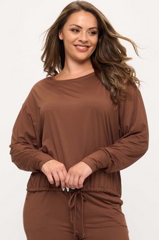ETA 08/29/25 -  Women's Peach Skin Long Sleeve Tie Hem Top style 4