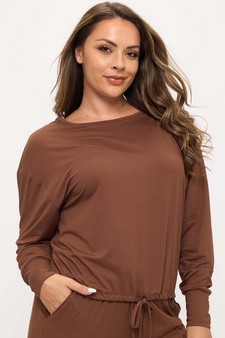 ETA 08/29/25 -  Women's Peach Skin Long Sleeve Tie Hem Top