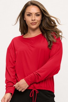 ETA 08/29/25 -  Women's Peach Skin Long Sleeve Tie Hem Top