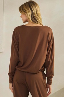 ETA 08/29/25 -  Women's Peach Skin Long Sleeve Tie Hem Top style 2