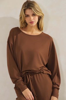 ETA 08/29/25 -  Women's Peach Skin Long Sleeve Tie Hem Top