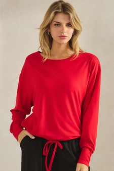 ETA 08/29/25 -  Women's Peach Skin Long Sleeve Tie Hem Top style 4
