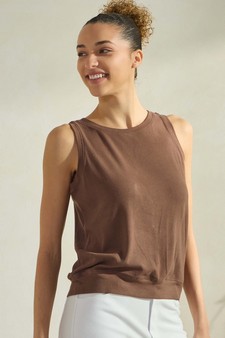 Women's Ribbed Crew Neck Loose Fit Tank style 3