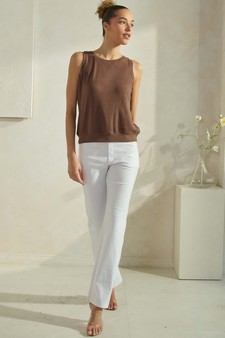 Women's Ribbed Crew Neck Loose Fit Tank style 5