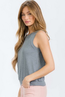 Women's Ribbed Crew Neck Loose Fit Tank style 3
