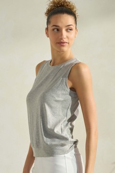 Women's Ribbed Crew Neck Loose Fit Tank style 3