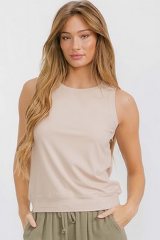 Women's Ribbed Crew Neck Loose Fit Tank style 4