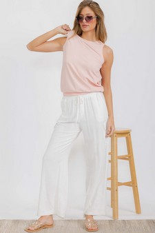 Women's Ribbed Crew Neck Loose Fit Tank style 5