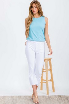 Women's Ribbed Crew Neck Loose Fit Tank style 5