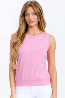 Women's Ribbed Crew Neck Loose Fit Tank style 4