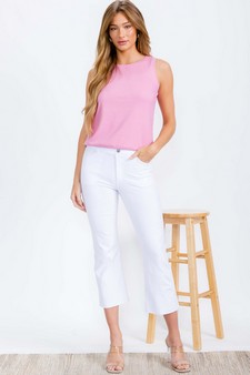 Women's Ribbed Crew Neck Loose Fit Tank style 5