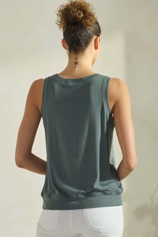 Women's Ribbed Crew Neck Loose Fit Tank style 2
