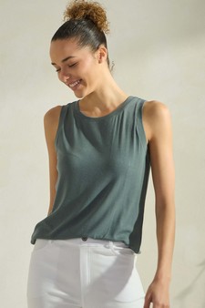 Women's Ribbed Crew Neck Loose Fit Tank style 4