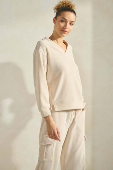 Women's Corduroy V Neck Top and Cargo Pant Set style 3