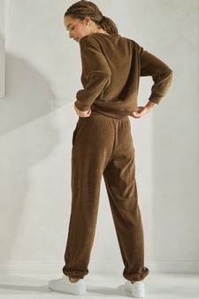 Women's Corduroy V Neck Top and Jogger Set style 2