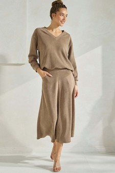 Women's Corduroy V Neck Top & Flared Skirt Set style 5
