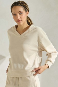 Women's V Neck Corduroy Long Sleeve Top style 3