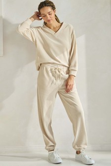 Women's V Neck Corduroy Long Sleeve Top style 5