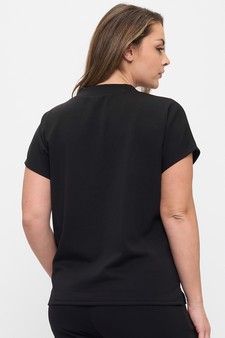 Women's V-Neck Short Sleeve Thin Modal Scuba Top style 2