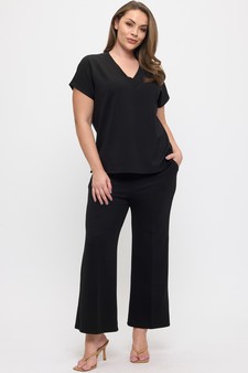 Women's V-Neck Short Sleeve Thin Modal Scuba Top style 5