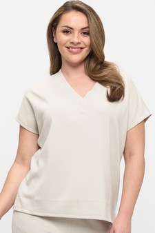 Women's V-Neck Short Sleeve Thin Modal Scuba Top style 4