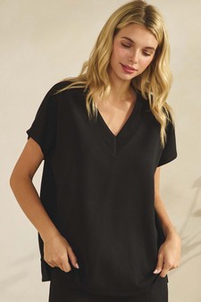 ETA 01/29/26 - Women's V-Neck Short Sleeve Thin Modal Scuba Top style 4