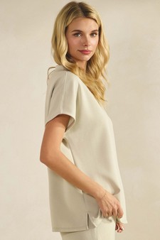 ETA 01/01/26 - Women's V-Neck Short Sleeve Thin Modal Scuba Top style 3