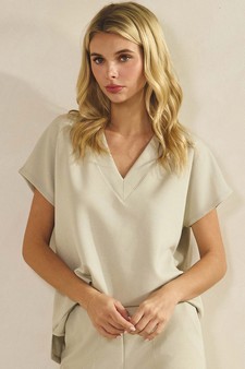 ETA 01/01/26 - Women's V-Neck Short Sleeve Thin Modal Scuba Top style 4