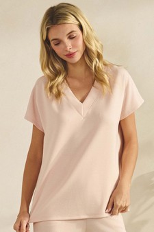 ETA 01/01/26 - Women's V-Neck Short Sleeve Thin Modal Scuba Top style 4