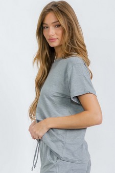 Women's Everyday French Terry Tee with Rolled Sleeves style 3