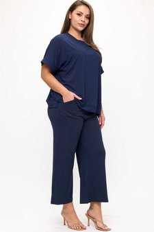 Women's Effortlessly Relaxed Fit UltraSoft Top and Cropped Pants Set style 3