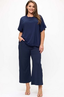 Women's Effortlessly Relaxed Fit UltraSoft Top and Cropped Pants Set style 4