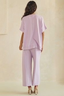 Women's Effortlessly Relaxed Fit UltraSoft Top and Cropped Pants Set style 2