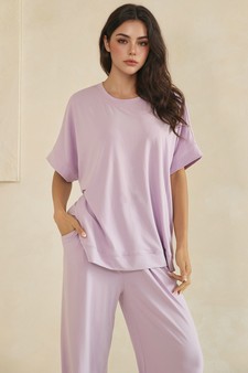 Women's Effortlessly Relaxed Fit UltraSoft Top and Cropped Pants Set style 4