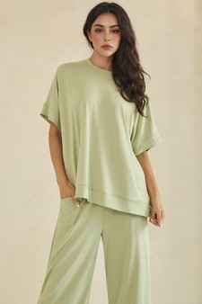 Women's Effortlessly Relaxed Fit UltraSoft Top and Cropped Pants Set style 4
