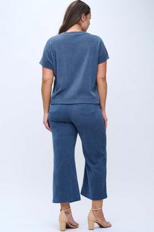 Women’s Corduroy Short Sleeve Top & Cropped Pant Set style 2