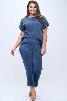 Women’s Corduroy Short Sleeve Top & Cropped Pant Set style 5