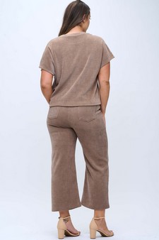 Women’s Corduroy Short Sleeve Top & Cropped Pant Set style 2
