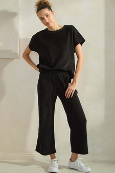 Women’s Corduroy Short Sleeve Top & Cropped Pant Set style 5