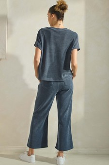 Women’s Corduroy Short Sleeve Top & Cropped Pant Set style 2