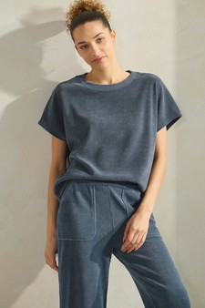 Women’s Corduroy Short Sleeve Top & Cropped Pant Set style 4
