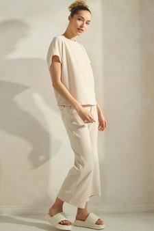 Women’s Corduroy Short Sleeve Top & Cropped Pant Set style 3