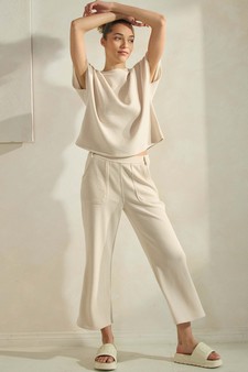 Women’s Corduroy Short Sleeve Top & Cropped Pant Set style 5