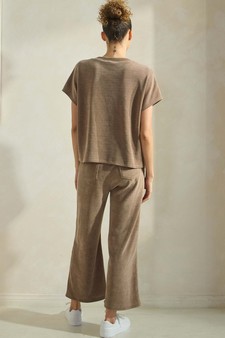 Women’s Corduroy Short Sleeve Top & Cropped Pant Set style 2