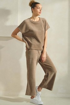 Women’s Corduroy Short Sleeve Top & Cropped Pant Set style 3