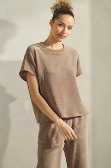 Women’s Corduroy Short Sleeve Top & Cropped Pant Set style 4