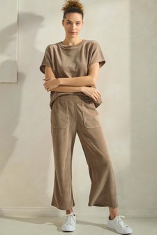 Women’s Corduroy Short Sleeve Top & Cropped Pant Set style 5